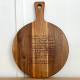 Handwritten Recipe Engraved Round Charcuterie Board