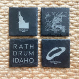 Set of 4 Post Falls, Idaho Slate Coasters