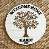 Family Tree 3-D Family Name Sign 12"- 36" Round