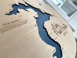 Round Lake Pend Oreille, Idaho Map Custom Engraved 3-D Wood Map Wall Hanging