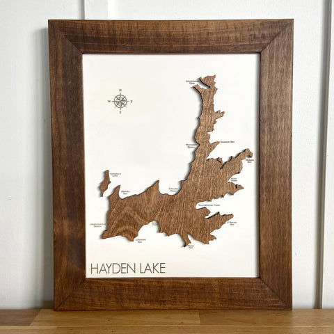 3-D Raised Lake Map of Hayden Lake, Idaho