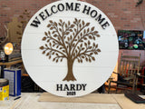 Family Tree 3-D Family Name Sign 12"- 36" Round