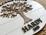 Family Tree 3-D Family Name Sign 12"- 36" Round