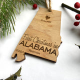 Alabama Wood Christmas Ornament - First Christmas in our new HOME