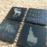 Set of 4 Post Falls, Idaho Slate Coasters