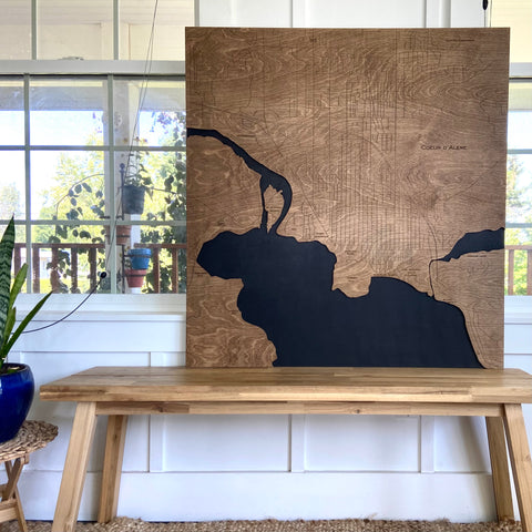 Single or Set of Two 38x36” 3-D Lake Art - Lake Coeur d’Alene