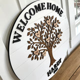 Family Tree 3-D Family Name Sign 12"- 36" Round