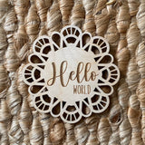 Lace Scallop | Wood l Engraved Baby Monthly Milestone Discs - Doublesided - Set of 8/16 milestones