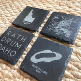 Set of 4 Rathdrum, Idaho Slate Coasters