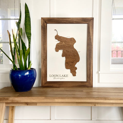 3-D Raised Lake Map of Loon Lake, WA