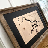 Lake Keystone Oklahoma wood engraved map lake house decor