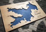 Lake Arrowhead, California Custom Engraved 3-D Wood Map Wall Hanging
