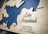 Lake Arrowhead, California Custom Engraved 3-D Wood Map Wall Hanging