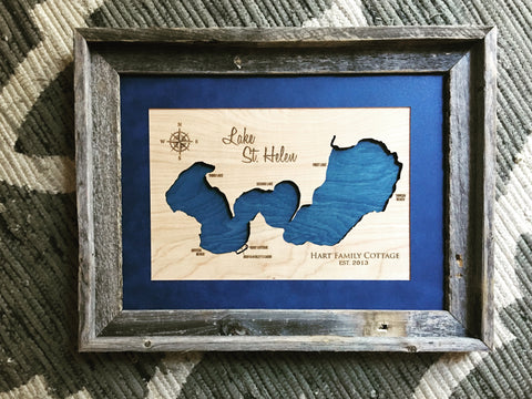 Lake St Helen, Michigan - Custom Engraved 3-D Wood Wall Hanging