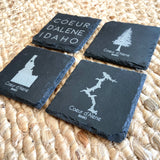 Set of 4 Post Falls, Idaho Slate Coasters