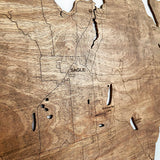 48x48" - XL 4 foot square 3-D Lake Pend Oreille Art with engraved roads