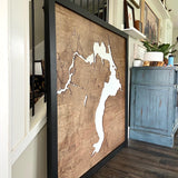 48x48" - XL 4 foot square 3-D Lake Pend Oreille Art with engraved roads