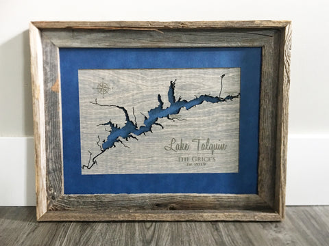 Lake Talquin Florida - 3-D Wood Engraved Wood Map