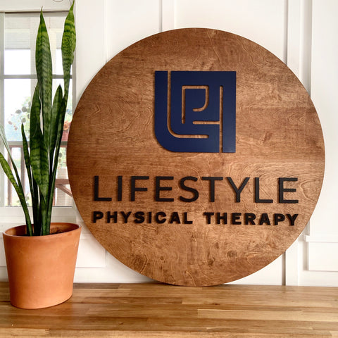 Round Wood 3-D Logo Sign