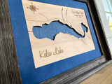Kelso Lake, Idaho Custom Engraved 3-D Wood Map Wall Hanging
