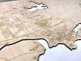 78x78" - XXL 6.5 foot square 3-D Lake Coeur d'Alene Art with engraved roads