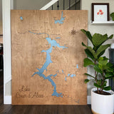 48x60” XL 4ftx5ft 3-D Lake Art - Lake Coeur d’Alene, Hayden, Fernan and Hauser