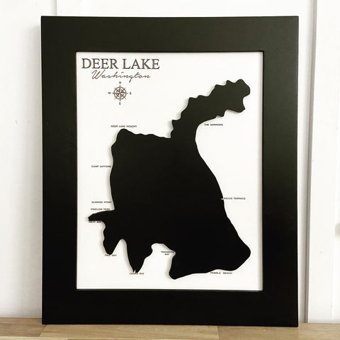 3-D Raised Lake Map of Deer Lake, WA