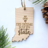 Indiana Wood Christmas Ornament - First Christmas in Indiana