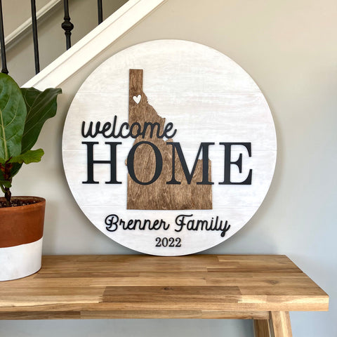 Wood 3-D Family Name Est. Sign 12"- 36" Round