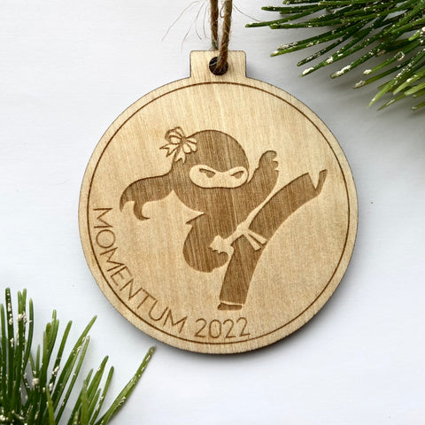 Ninja Engraved Wood Christmas Ornament
