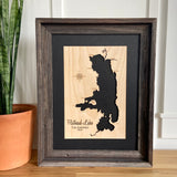 Framed Flathead Lake, Montana Engraved 3-D Wood Map Wall Hanging