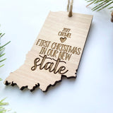 Indiana Wood Christmas Ornament - First Christmas in Indiana