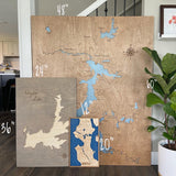 48x60” XL 4ftx5ft 3-D Lake Art - Lake Coeur d’Alene, Hayden, Fernan and Hauser