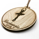 Ballerina Engraved Wood Christmas Ornament