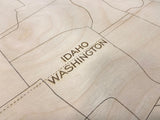 78x78" - XXL 6.5 foot square 3-D Lake Coeur d'Alene Art with engraved roads