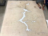 78x78" - XXL 6.5 foot square 3-D Lake Coeur d'Alene Art with engraved roads