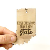 Indiana Wood Christmas Ornament - First Christmas in Indiana