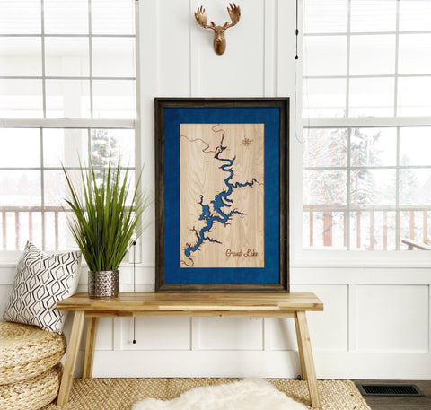 Grand Lake Oklahoma Engraved 3-D Wood Wall Art