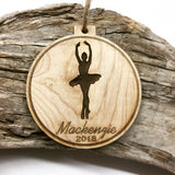 Ballerina Engraved Wood Christmas Ornament