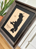 Framed Flathead Lake, Montana Engraved 3-D Wood Map Wall Hanging