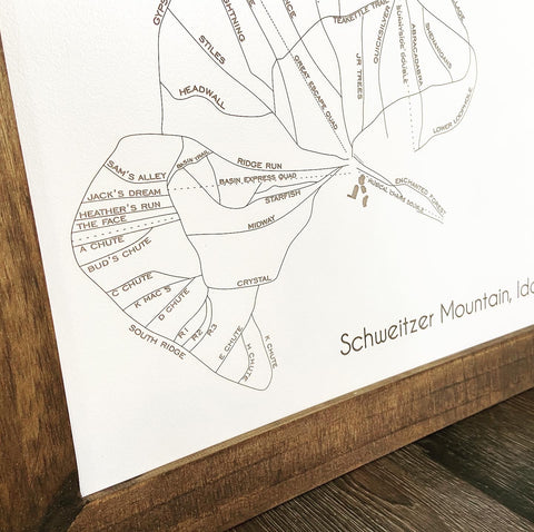 Framed Schweitzer Ski Run Map