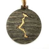 3-D Black and Gold Minimalist Lake Christmas Ornament