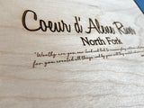 North Fork Coeur d’Alene River, Cataldo Idaho - Pinehurst Silver Valley North Fork Custom Engraved 3-D Wood Map