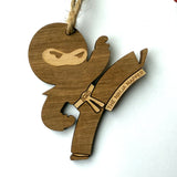 Ninja Engraved Wood Christmas Ornament