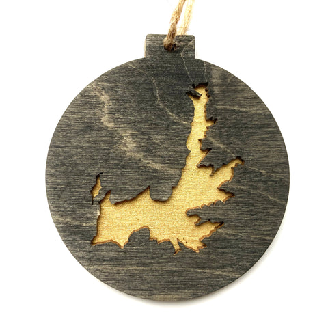 3-D Black and Gold Minimalist Lake Christmas Ornament