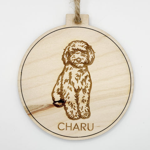 Labradoodle Dog Wood Christmas Ornament