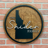 Idaho 3-D Family Name Sign 12"- 36" Round
