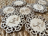 Lace Scallop | Wood l Engraved Baby Monthly Milestone Discs - Doublesided - Set of 8/16 milestones