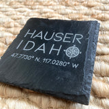 GPS Coordinates - Hauser, Idaho Slate Coaster