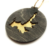 3-D Black and Gold Minimalist Lake Christmas Ornament